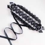 黒白ハートパール薔薇レースアップヘッドドレス  ロリータ　量産型　地雷系