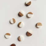 【6pcs white #6】miniバイカラーウッドパーツ