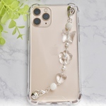 44. キーリングハンガー　スマホケース　iPhoneケース　ストラップ　全機種　スマホチェーン　スマホリング　バタフライ　フラワー　ハート　クリア　クリアチェーン　ゆめかわ　ゆめかわいい
