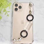 49. キーリングハンガー　スマホケース　iPhoneケース　ストラップ　全機種　スマホチェーン　スマホリング　モノトーン　クリア　ブラック