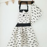 90～100cm、110～120cm子供用 エプロン&三角巾 セット (白 リボン柄)