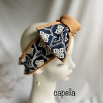 ⭐️capella⭐️秋色テラコッタリネンと刺繍たっぷりデニム風生地のフリーリーターバン　あなた次第で何通りも使える！
