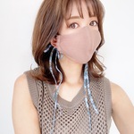 リボンマスク（ブラウン／ペイズリー）／ファッションマスク 立体マスク 紐マスク 涼感マスク 秋マスク 血色マスク ダブルガーゼ