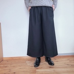 【秋冬】ウールのワイドパンツ  9分丈　ダークネイビー