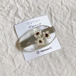 white flower silver hairclip/ドライフラワー レジン