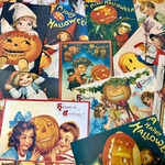(再販×8)ハロウィンキッズのポストカードセットA＊葉書＊コラージュ素材＊メッセージカードにも♪