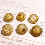 No.016 西ドイツ ヴィンテージガラスボタン 18mm 6個セット/ヴィンテージボタン アンティークボタン ヨーロッパ アクセサリーパーツ ハンドメイド素材