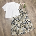 鎌倉スワニー とっても上品な ベージュ お花 の ギャザースカート 