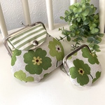 親子になるガマ口大小2コセット　両面ポケット　BigFlower Green