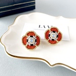 刺繍フラワー jewelry square design オレンジ×エアーブルーオパール (刺繍ピアス/刺繍イヤリング/花/花モチーフ/ビーズ刺繍）