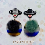 1点のみ✳アンティークガール×レトロファーアジアン✳ピアス、イヤリング✳個性的 レトロ 昭和レトロ 秋冬 カラフル レトロポップ 古着 韓国 