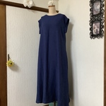 ハーフリネン　フレンチ袖ワンピース💕