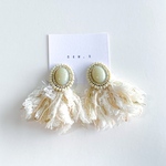 ファー 秋 引き揃え糸 タッセル ビーズ 刺繍 カボション シルバー