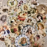 (再販×16)ヴィンテージクロック(Victorian Lady)＊ジャンクジャーナル＊コラージュ素材＊コラージュペーパー