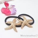 再販5【限定】Starfish スターフィッシュのヘアゴム☆彡ヒトデ コットンパール ゴールド検マリンミサンガ