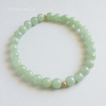 No.1760 ○* 翡翠 6mm ＆ 18金ビーズ シンプル ブレスレット ○* 天然石 アップルグリーン ひすい ＆ K18ビーズ ブレス blancmille