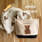 🧸名前入りポーチ・ブランケットセット🌼　出産祝い　女の子　男の子　薄手タイプ　大判サイズ　クマ🧸