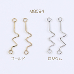 M8594-G  12個  コネクターチャーム 雷型 スティック 2カン付き 0.7×26mm 3×（4ヶ）