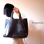 シンプルレザートート☆本革☆黒☆