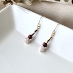 ウッドビーズ×チェコビーズの小ぶりアンティークピアス/イヤリング