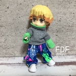 オビツ11/ペイントペインターパンツ（ブルー）/ダボシルエット/No.009