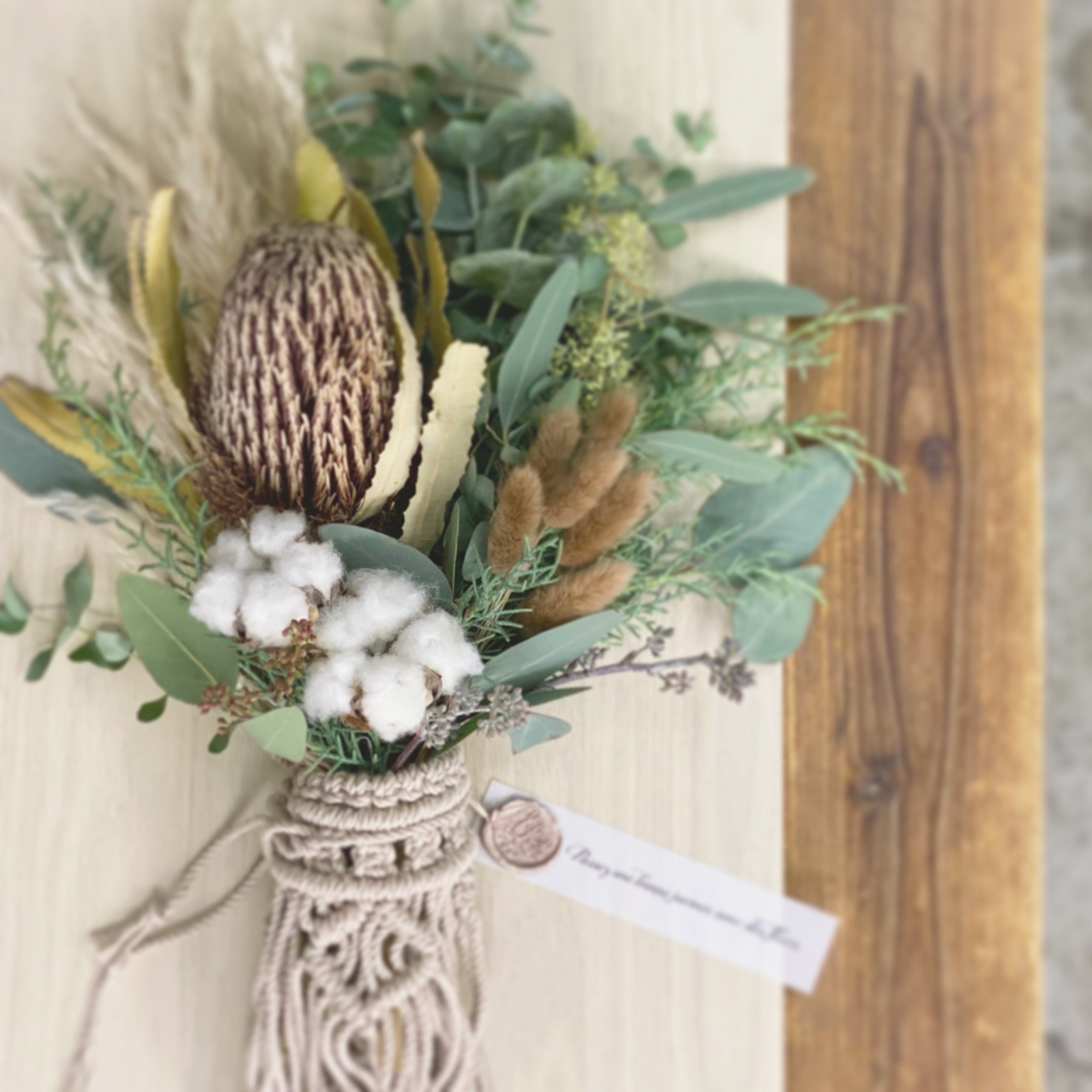 創作スワッグ　プロテア＆バンクシア 創作スワッグ プロテア＆バンクシア バンクシアとパームフラワーのスワッグ