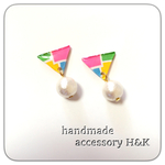 blocking white♡コットンパールピアス