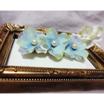 【再販】お花とパールのバレッタ◇ブルー、パープル