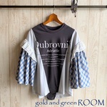 sale♥フリル袖アレンジカットソー　アイボリーレース　596