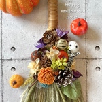 ハロウィンリース♪　HAPPYほうきリース　ハロウィンスワッグ　①