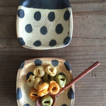 豆皿　きせと釉　ドット+ラインドット(2枚1set）