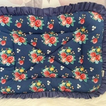 うさぎ♡花柄ミニマット♡USA生地花柄ネイビー♡