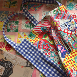 レジ袋型手提げエコバッグ/レトロアニマル猫ちゃん刺繍タグ綿麻キャンバス元気カラーアウトドア＆キャンプコットントートバッグ