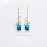 アパタイトとハーキマーダイヤモンドのつぶつぶピアス