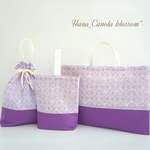 【カラーが選べる】 『 ⚜️プリンセス ダマスク～ Lavender～ 』 ＊ レッスンバック 上履き入れ 体操着袋 3点セット ＊ 入園グッズ 入学グッズ ＊女の子