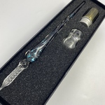  【送料無料】手作り　ガラスペン　硝子ペン　万年筆　付けペン 文房具 スクエア　ブルースター