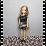 リカちゃん服３点セット（ワンピース　バッグ　ピアス）No.28