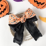 ハロウィン リボン ミニかぼちゃ×黒フリルリボン ビッグダブルリボン ヘアアクセサリー リボン バレッタ ポニーフック ゴム ハロウィンアクセサリー