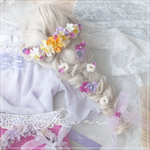 *小花と可愛いお花のラプンツェル風髪飾りセット*　髪飾り　花飾り　クリップ　ヘアクリップ　ピン　子供　結婚式　ドレス　発表会　お呼ばれ　撮影　前撮り　仮装　プリンセス　可愛い　ふんわり　