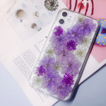 iPhone13pro 押し花ケース iPhone12proケース iPhoneSE2/ iPhone XR Galaxy S9 Xperia 5 II スマホケース AQUOS ちら光る  紫 