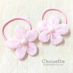 全品送料無料 お花 フラワー パール付き ヘアゴム【ピンク】ハンドメイド キッズ h-1094