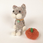 【再販】ハッピーハロウィン！カボチャと一緒のオシャレ可愛いオレンジグレーねこぴ【キーホルダー可】