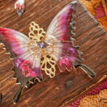 茜と影色の蝶バレッタ（Hair ornaments of butterfly〜madder & shadow〜）