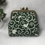 受注制作・10.5cmねこの口金・がま口ポーチ・財布・唐草模様・猫・肉球・チャームプレゼント！