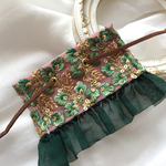 【再販】インド刺繍 リボン ポニーフック ラップリボン リボンラップ ピンク×フリルレース