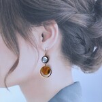 【再販】＊14ｋｇｆ＊海の波動を感じられるブラックシェル（黒蝶貝）とべっ甲の大人シックなピアス＊イヤリングに変更可