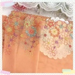 刺繍レース オレンジ お花がいっぱい ハンドメイド素材 生地 布 ドールドレス チュールレース プリンセス はぎれ北欧