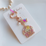 イニシャルつき♡幸せのアマビエ様キーホルダー　バックチェーン　ストラップ　チャーム　ゆめかわ