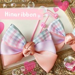 ♡ハロウィン♡トリプル重ねチェックリボン☆キッズへアゴム２点セット