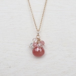 14kgf インカローズ × アクアマリン ブーケネックレスチャーム
